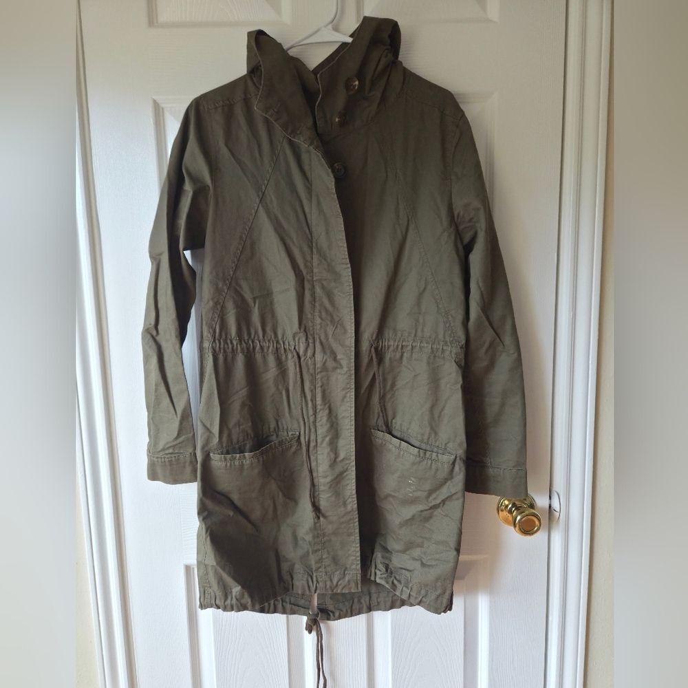 Love Tree Military Style Utility Jacket M Army Green Hooded 100% Cotton